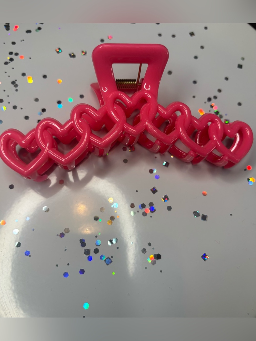 Heart Link Pink Hair Claw Clip